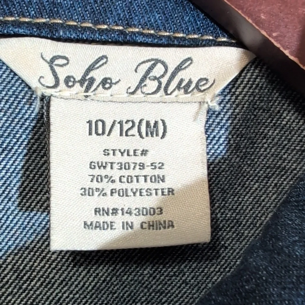 Soho Blue Kids Size Medium 10/12 Blue Denim Western Jean Jacket Full Button Down